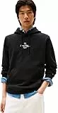 Tommy Hilfiger Hoodie Hombre Flag Script con Capucha, Negro (Black), L