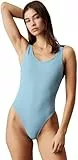 Calvin Klein Traje de baño Mujer Scoop Back One Piece Espalda escotada, Azul (Skim Blue), XS