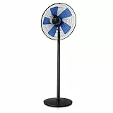 Taurus Boreal Elegance 16C Ventilador de columna oscilante, altura de 132 cm, 3 aspas/40 cm de diámetro, 40 W, negro y azul
