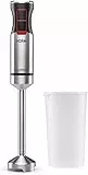 Solac BA5606 Pro 1000 - Batidora de mano de 1000W, Batidora de varilla antisalpicaduras, Pica hielo, Incluye vaso medidor, Varias velocidades y función Turbo, INOX, Ergonómica, Negra, Libre de BPA