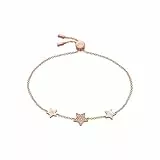 Emporio Armani Pulsera para Mujer Fast Tack, Longitud Interior: 160 + 20mm, Estrella Grande: 10X2mm, Estrellas Pequeñas: 8x2mm Oro Rosa, Plata de Ley, EG3525C221, Blanco y Oro