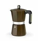 MONIX New Cream Cafetera Italiana de Aluminio, Capacidad 6 Tazas, Apta para Todo Tipo de cocinas incluida inducción