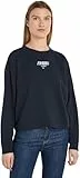 Tommy Jeans Sudadera sin Capucha para Mujer Essential Logo, Azul (Dark Night Navy), XL