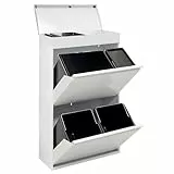 Arregui Top CR621-B2 Cubo de Basura y Reciclaje de 4 Compartimentos con Cajón Superior | 23+11+17+17 L (68 L) | con Cubetas para Envases y Orgánico | Contenedores de Reciclaje de Cocina | blanco