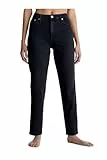 Calvin Klein Vaqueros Mujer Mom Fit, Negro (Denim Black), 28W