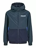 JACK&JONES JUNIOR Jjerush Hood Bomber Noos Jnr Chaqueta, Magical Forest/Detail:Navy Blazer/Nautical Blue Blocking, 152 para Niños