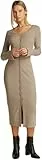 Calvin Klein Vestido Mujer Woven Label Rib Fit con Botones, Beige (Taupe Gray), S