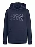 JACK & JONES Sudadera con Capucha Logo Jersey básico, con Bolsillo Canguro JJECORP, Color:Azul-3, Talla:164