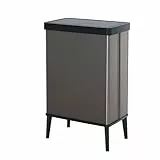CURVER Verto - Cubo de basura alto de 54 L, 43,5x 26,5x 68,7cm, tapa a presión, diseño elegante, fácil de montar, apto para reciclaje, color gris perla
