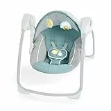 Ingenuity, Columpio Portátil Sun Valley, Con Dosel, 2 Juguetes, Asiento Reclinable en 2 Posiciones, Unisex, 0 a 9 Meses, Gris