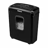 Fellowes 6M - Trituradora de papel, Mini-Corte, destruye hasta 6 hojas, destructora de papel uso personal, papelera 13L, nivel de seguridad DIN-P4, con bloqueo de seguridad, color negro