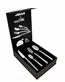 Arcos Serie Milano - Cubertería de 24 piezas en Caja de Regalo (6 Cuchillos + 12 Cucharas + 6 Tenedores) - Monoblock de una pieza en Acero Inoxidable - Color Plata