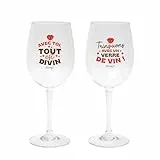 Mr.Wonderful - Set de 2 copas de vino - Todo es divino contigo. ¡Trinquémonos con una copa de vino!