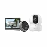EZVIZ Paquete de CP4 Mirilla Digital para Puerta y CP1 4MP Camara Vigiancia WiFi Interior, Compatible con Alexa