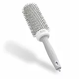 Olivia Garden Expert Blowout Speed – Blanco & Gris - 45 - Cepillo redondo de cerámica con cuerpo extra largo para secados un 25% más rápidos