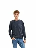 TOM TAILOR Denim Hombre Sudadera con estampado 1032780, 30329 - Dark Grey Blue Marble Print, S