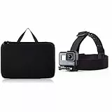 Amazon Basics - Estuche Grande de Transporte para GoPro + Montura para Cabeza