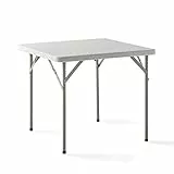 KG KITGARDEN - Mesa Plegable Portátil Multifuncional, 84x84x74cm, Cuadrada, Blanco