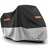 Favoto Funda para Moto Cubierta de Moto Oxford Impermeable Protectora a Prueba de Sol Lluvia Polvo Viento Nieve Excremento de Pájaro al Aire Libre, 245x105x125cm Negro+Plata