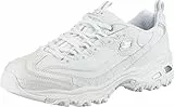 Skechers D'lites Fresh Start, Sneaker Mujer, White Leather Mesh Silver Trim L, 37 EU