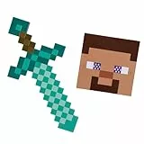 Set de Accesorios Minecraft Disguise - Máscara y Espada de Minecraft Steve - Conjunto de Accesorios Steve - Talla Única - Para Niños 3 Años +