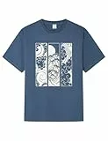 Springfield Japan Waves Triptych SS Graphic T-Shirt. 100% BCI Cotton Camiseta De Algodón, Azul, M Hombre