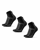 DANISH ENDURANCE Calcetines de Running, Antideslizantes, Calcetines Antiampollas, Hombres y Mujeres, 3 Pack, Negro/Gris, 43-47