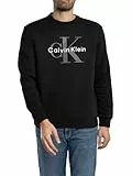Calvin Klein Sudadera Hombre Monologo Fleece con Cuello Redondo, Negro (Black), XL