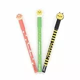 Mr. Wonderful - Set de 3 Bolis borrables Bo-Bo Daisy, Seta, Abeja - Boli con tinta azul