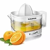 Taurus - Exprimidor eléctrico TC-350 | 25W | Filtro de pulpa regulable | Depósito de 350 ml | Doble sentido de rotación | Desmontable | Diseño compacto | Jarra y cono aptos para lavavajillas | Blanco