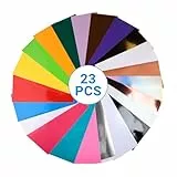 Strehknewen Vinilo Adhesivo Permanente Láser – 23 Piezas (20 Colores PET + 3 Transferencias), 30,5x14cm, Vinilo Autoadhesivo para Cricut, Silhouette, DIY Decoraciones, Resistente al Agua y UV