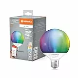 LEDVANCE Lámpara LED SMART+ MATTER, compatible con Google, Alexa, Apple, acabado esmerilado, 14W, 1521lm, base E27, función RGBW y luz blanca, app o control por voz, vida útil de hasta 20.000 horas