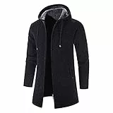 NUSGEAR Abrigo con capucha Hombre otoño Invierno Chaqueta largo Casual gruesa Forro de felpa Moda Chaqueta Cardigan Caliente Sudadera Deportivo Informal Outwear Cálido parka Tops Jacket Cazadora