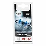 Bosch W5W Ultra White Lámparas para vehículos, 12 V 5 W W2, 1x9, 5d, Lámparas x2