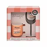 Mr. Wonderful Set de copa de vino + taza para esas madres que van siempre a tope. de alegría, multicolor (WOA2401740ES)