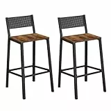 VASAGLE Taburete de Bar, Juego de 2, Taburetes Altos de Cocina, para Cocina, Comedor, Oficina, Estilo Industrial, Marrón Rústico y Negro LBC070B01
