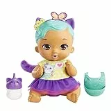 My Garden Baby Gatito Bebe y hace pipí Orejas moradas Muñeca bebé de juguete con pañal, biberón, diadema y accesorios , regalo +18 meses (Mattel HHL22)