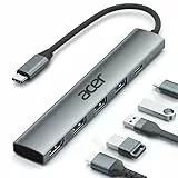 acer Hub USB C 5 en 1, Ataptador USB C a HDMI 4K, Carga PD 100W, 3X Puertos USB A, USB C Hub Multipuerto para Portátiles, PC, Tableta, MacBook Air/Pro, iPad Pro, iPhone 16 Serie