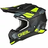 O'NEAL | Casco de Motocross | MX Enduro | Carcasa ABS, Aberturas de ventilación para una refrigeración óptima | Casco 2SRS SPYDE V.23 | Adulto | Negro Gris Amarillo Neón | Talla M (57/58 cm)