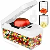 2 en 1 Cortador de Verdura, Picador de Verduras con 2 Cuchillas Intercambiables, Mandolina de Cocina Profesional, Cortador verduras para Cebollas, Patatas y Zanahorias