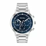 Calvin Klein Reloj Analógico de Cuarzo Multifunción para Hombre Colección Gauge con Correa de Acero Inoxidable Plateada - 25200063
