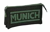 Safta Munich Caviar - Portatodo Triple, Estuche Infantil, Estuche Niño, Ideal para Niños en Edad Escolar, Cómodo y Versátil, Calidad y Resistencia, 22x3x12 cm, Color Negro