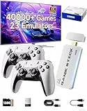 Febotak Retro Gaming Console Stick con 4.0000+ Juegos, 15 emuladores preinstalados, 4K HDMI, Controlador inalámbrico Dual 2.4G, Sistema Plug & Play, Regalos para niños Adultos (Blanco)