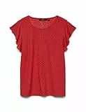 VERO MODA Camisa Blusa de Mujer con Estampado de Agujeros y Mangas Cortas con Alas, Color:Rojo, Talla:XL