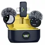 YEJATA Micrófono inalámbrico 2 en 1 para iPhone y Android, Mini micrófono con reducción de Ruido, Estuche de Carga de 40 Horas, Solapa magnética y Abrazadera para entrevistas, Alcance de 25 Metros.