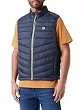 JACK & JONES Jjehero Bodywarmer Collar Noos Chaleco, Chaqueta Azul Marino/Detalles: Cremallera de Contraste Amarillo Seguro, L Hombres