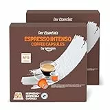by Amazon Espresso Intenso Cápsulas de café compatibles con Nespresso, Tueste oscuro, 50 unidad, Paquete de 2 - Certificado Rainforest Alliance