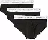 Calvin Klein Pack de 3 Calzoncillos Hip Brief para Hombre Algodón Elástico Ropa Interior, Negro (Black), XL