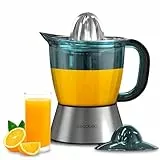 Cecotec Exprimidor Zitra Full Steel, 60W de Potencia, Filtro Acero Inoxidable, 2 Conos desmontables, Doble Sentido de Giro, Apto Lavavajillas, Tambor Calibrado en ml, 1 L
