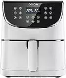 Cosori Freidora de Aire Duradera 5.5L Air Fryer 1700W, Tecnología Rapid, 55% Menos Energía, 13 Automáticos Modos, Uso Fácil, LED Panel Táctil, Acero Inox Interior, Hasta 205 C y 60 Min, Blanca